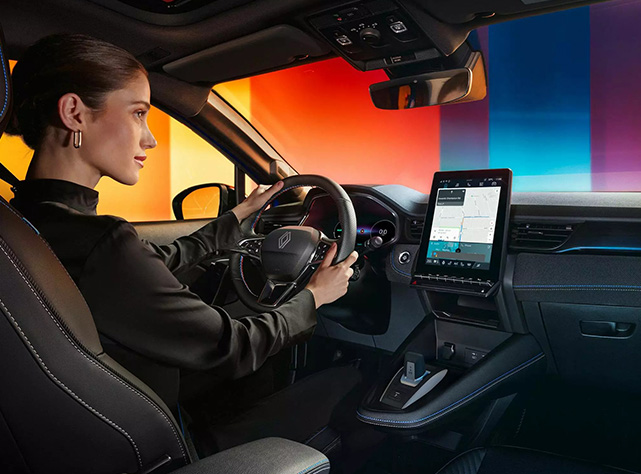 Google Assistant - woman using Google Maps in car